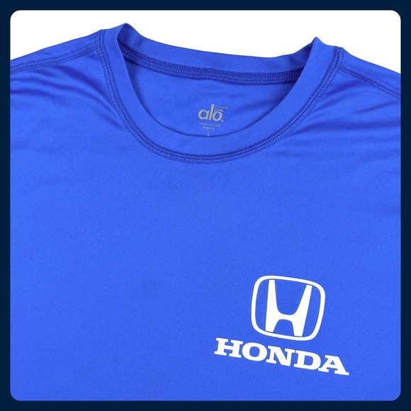 Alo Honda CoolFit T-Shirt Men Large Blue Polyester Performance Short Sleeve